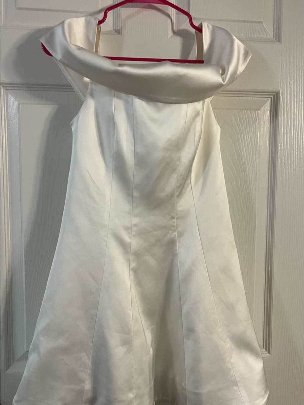 Lovers + Friends Off-White Satin Strapless Folded Neck Fit & Flare Dress